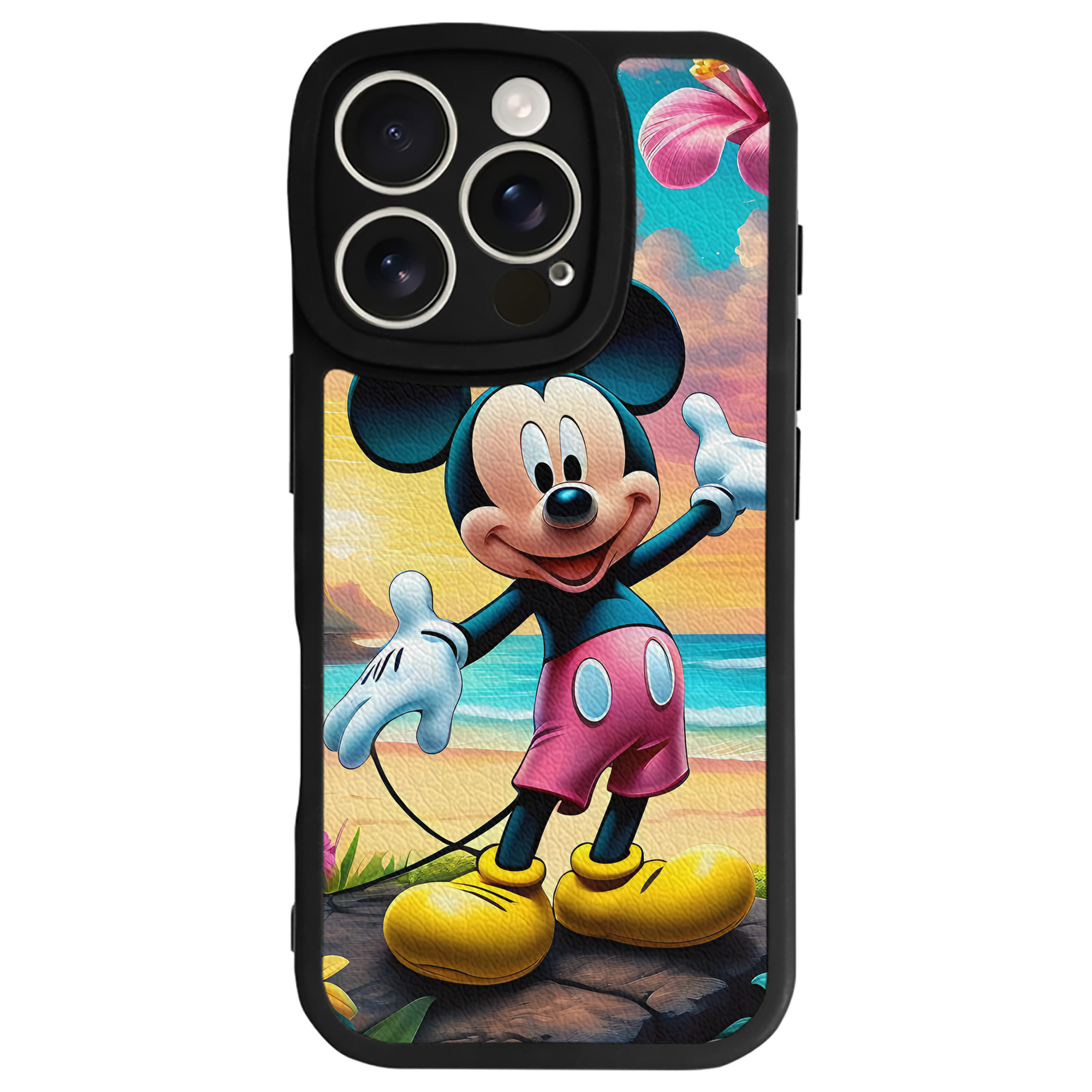 （画像用） ミッキーマウス Mickey Mouse 【iPhone 16シリーズ対応】シリコンスマホケース（レザー調） 材質：シリコン